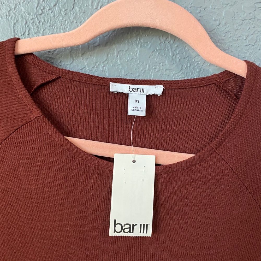 Bar III  Ruched Ribbed Long Sleeve Tunic Top - Picture 5 of 5
